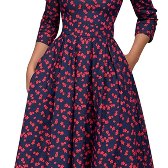 Pink and Blue vintage floral dress - size medium - Picture 3 of 4